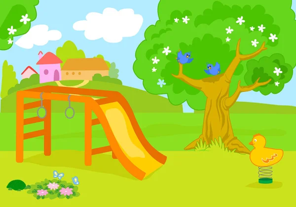 Desenhos animados vetor parque infantil país vazio — Vetor de Stock