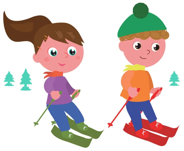 Jeunes skieurs vecteur isolé — Image vectorielle