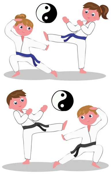 Karate kids vector — Stock Vector