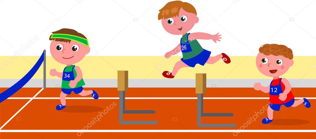 Children running obstacle race