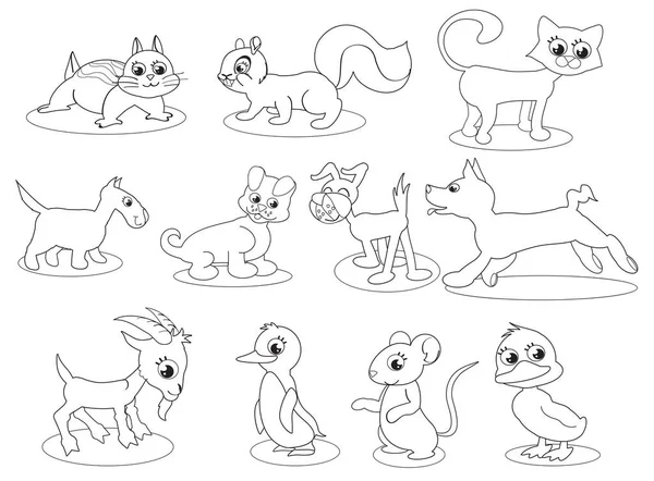 Dibujos animados para colorear animales vector — Vector de stock