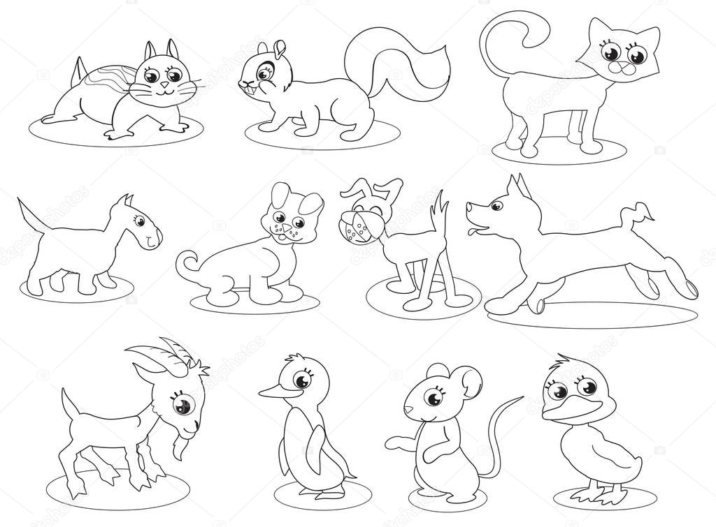 Coloring cartoon animals vector
