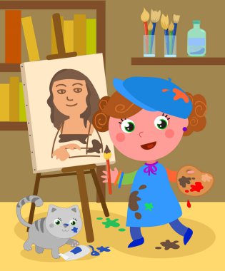 Genç ressam studio vektör