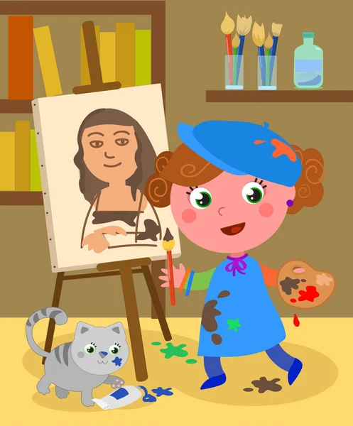 Genç ressam studio vektör