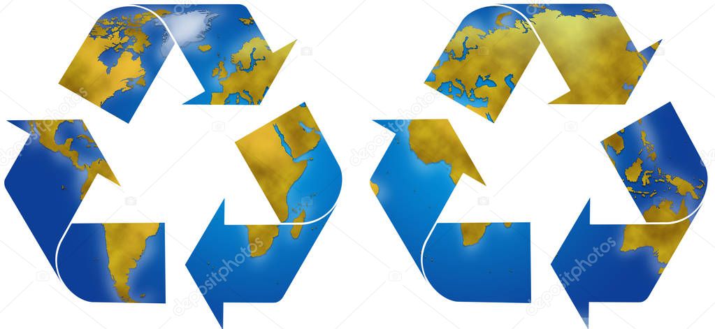Recycle symbols with earth map
