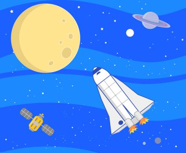 Vektör çizim derin uzay seyahat gemileri