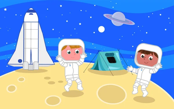 Młody astronautów na księżyc wektor — Wektor stockowy