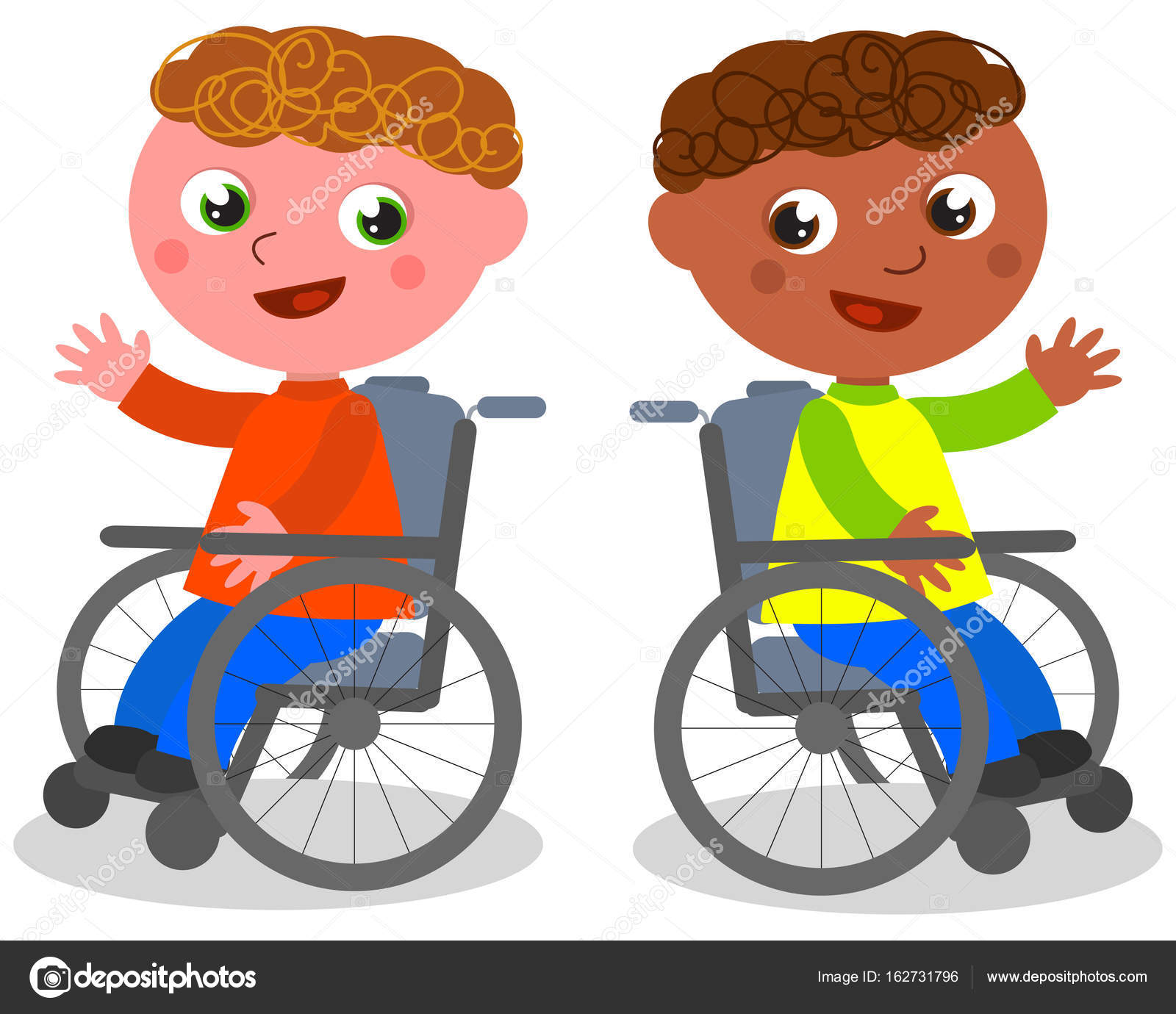 Happy children on wheelchair vector — Stock Vector © carlacastagno ...