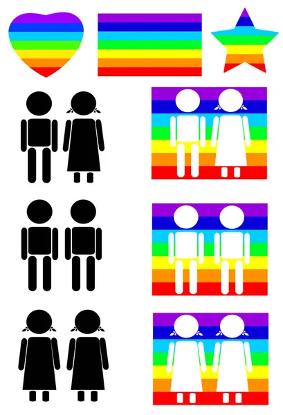 Rainbow couples icon set vector — Stock Vector
