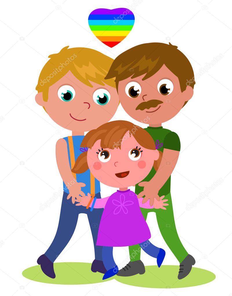 Gay couple with child vector illustration