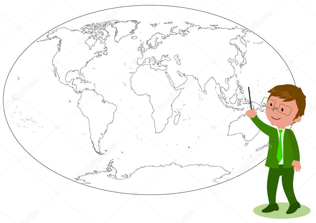 Businessman showing on worldmap vector