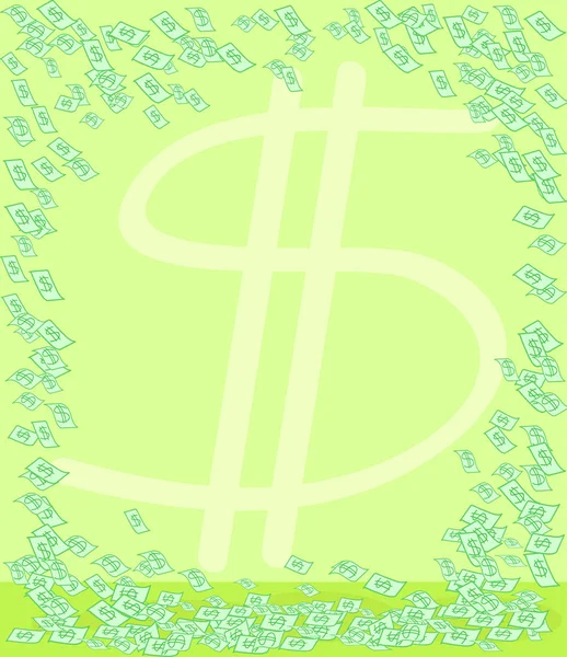 Notas de dinheiro fundo vertical verde — Vetor de Stock