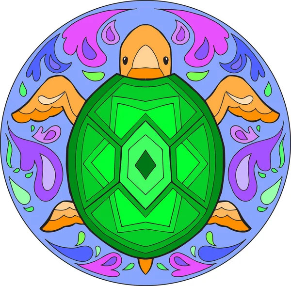 Schildkröte dekorative Mandala Illustration — Stockfoto