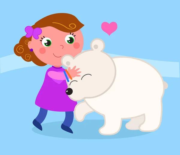 Słodkie dziewczyny z niedźwiedzia polarnego — Wektor stockowy