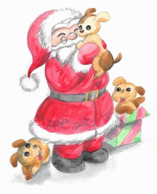 Sevimli yavru ile izole Noel Baba