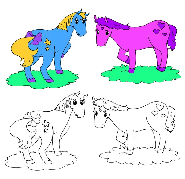 Colorir fantástico cavalos vetor — Vetor de Stock