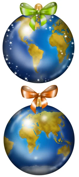 Christmas Earth balls illustrated — Stock Photo, Image