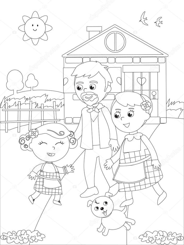 Coloriage magicien d’Oz issue heureuse — Image vectorielle ...