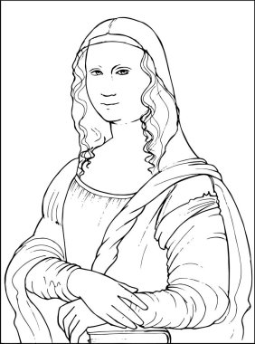 Mona Lisa boyama vektör çizim