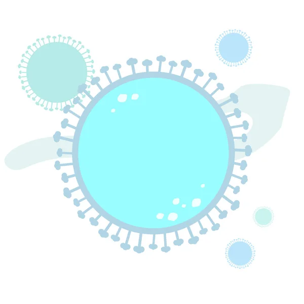 Primer Plano Del Coronavirus Covid Azul Claro Ilustración Vectorial — Vector de stock