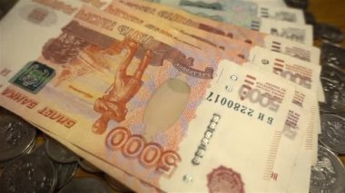 Rus ruble yakın çekim, sikke ve kağıt Hd