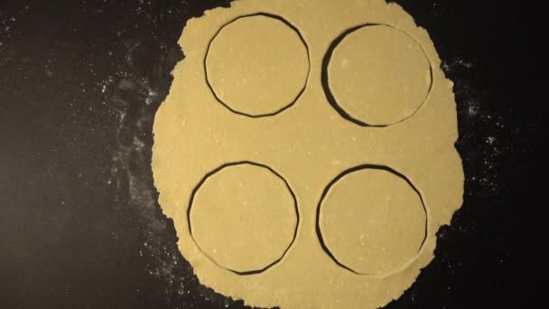 Mãos preparadas a partir de biscoitos de massa hd — Vídeo de Stock