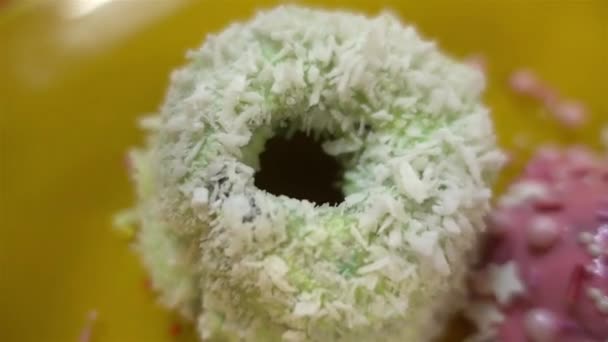 Donuts beignets bonbons apetite fermer hd — Video