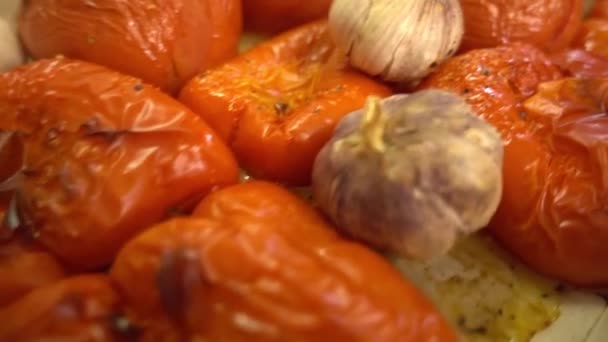 식욕을 돋우기 위해 구운 채소 근접 HD — 비디오