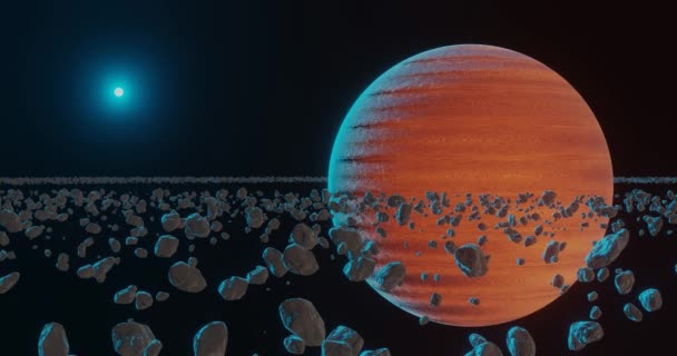 Podróż kosmiczna. Renderowanie 3D. Planeta w kosmosie. Wieczna galaktyka 4k — Wideo stockowe