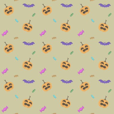 Cadılar bayramı arkaplanı, balkabağı tatlısı ve yarasa