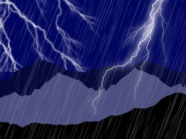 Şimşek çakması ve dağ arkaplanı