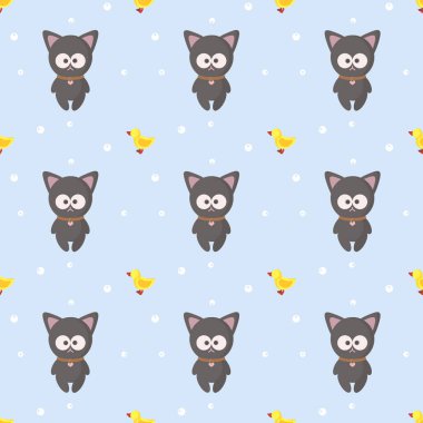 Tatlı kedi ve ördekli arkaplan dokusu