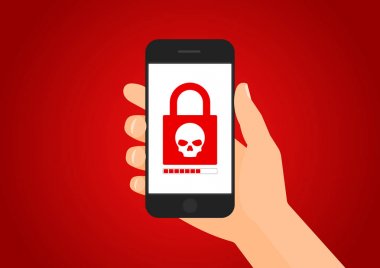 Ransomware virüs hisse senedi illüstrasyon tarafından enfekte Smartphone
