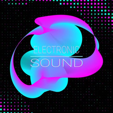 Ses Posteri. Dinamik sıvı şekli. Müzik dalgaları.