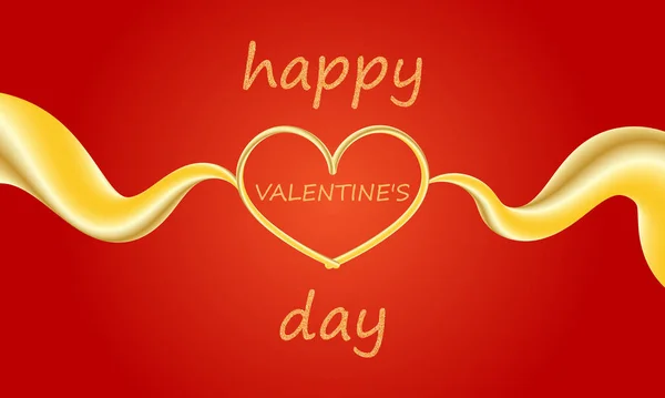 Valentines day background. Golden Heart. — ストックベクタ