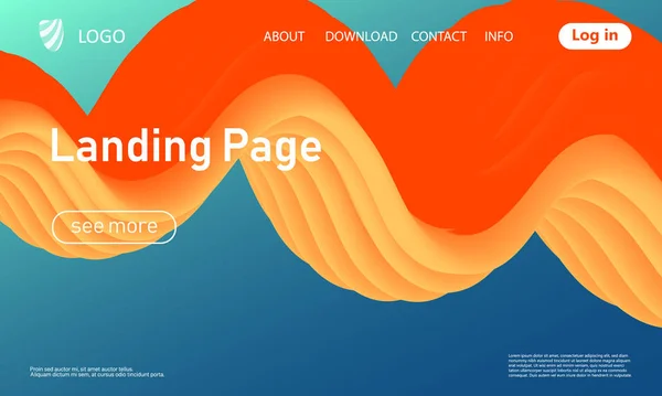 Landing page. Flow shape. Fluid background. Vector — Stock Vector