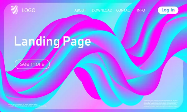 Landing page. Flow shape. Fluid background. Vector — Stock Vector