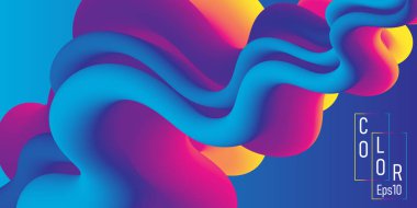 Sıvı şekilli. Soyut akış. Moda posteri. Vektör