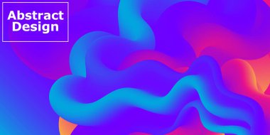 Sıvı şekilli. Soyut akış. Moda posteri. Vektör