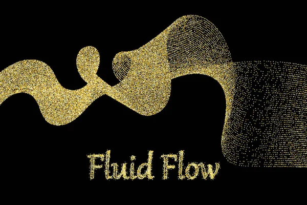 Golden particles. Fluid flow. Gold glitter texture — Stok Vektör