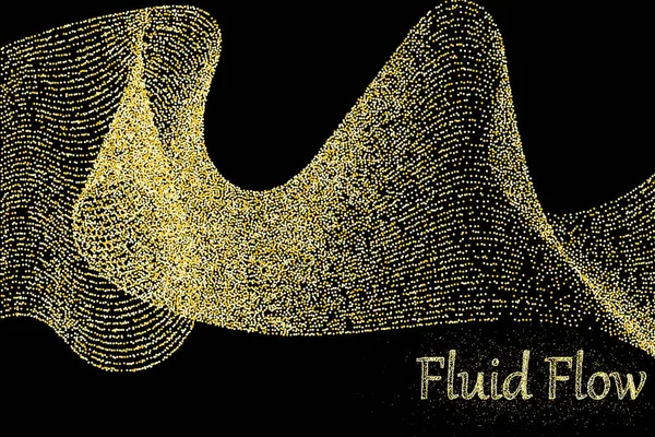 Golden particles. Fluid flow. Gold glitter texture — 스톡 벡터