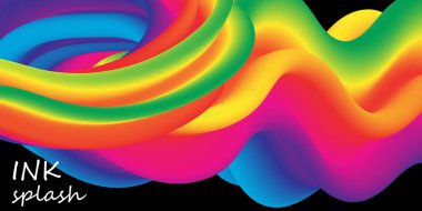 Üç boyutlu dalga. Sıvı Renkler. Sıvı şekil. Mürekkep Sıçraması.