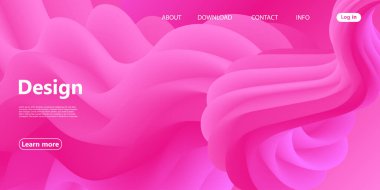 Pembe Dalga. Sıvı akışı. İniş Sayfası. 3d Posteri.