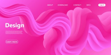 Pembe Dalga. Sıvı akışı. İniş Sayfası. 3d Posteri.