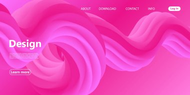 Pembe Dalga. Sıvı akışı. İniş Sayfası. 3d Posteri.