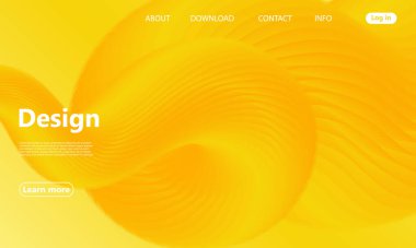 Sarı. İniş Sayfası. 3D Sıvı Posteri. Vektör.