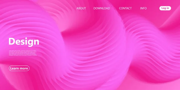 Pink Wave. Fluid Flow. Página de aterrizaje. Cartel 3d . — Archivo Imágenes Vectoriales