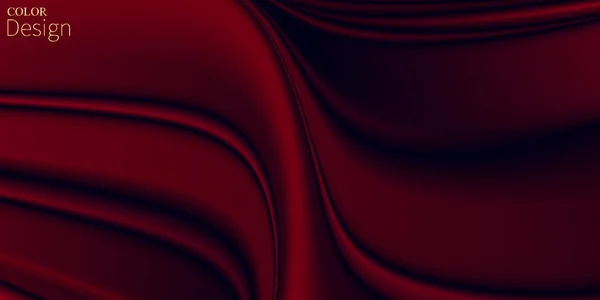 Rood Zijde Stof. Levendig ontwerp. Vloeibare kleur. — Stockvector