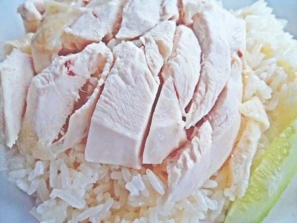 Yakın çekim Hainanese tavuk pirinç