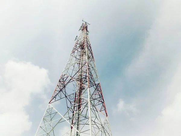 stock image Telecommunication tower with sky background